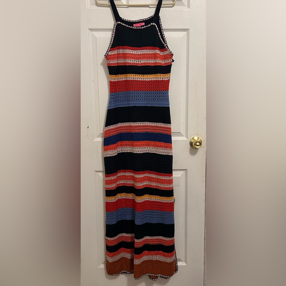 Betsy Johnson Cashel Multicolor Crochet Maxi Dress